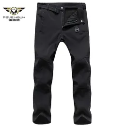 Men's Winter Thick Warm Fleece Shark Skin Pants Casual Tactical Military Trousers Male Stretch Waterproof Outwear Sweatpants X0615