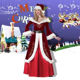 Casual Dresses Christmas Santa Claus Costume Cosplay Clothes Fancy Dress In Women Suit For Adults Warm Winter