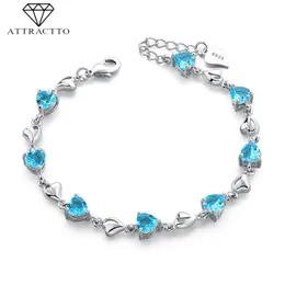 Charm Bracelets ATTRACTTO S925 Silver Unique Cubic Zirconia Bracelets&Bangles Charms For Women Friendship Crystal Bracelet SBR190134