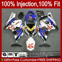 Injektionsformkropp för Suzuki GSXR 750CC 600CC 750 600 CC 2004-2005 43NO.73 GSXR-750 GSXR600 GSXR750 K4 2004 2005 GSXR-600 GSX-R750 04 05 OEM FAIRING KIT PEPEPHONE WHITE