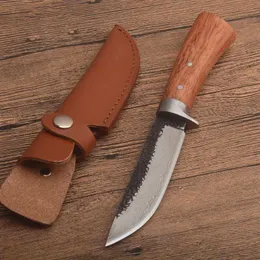 Offerta Speciale Coltello Sopravvivenza Dritto Acciaio Ad Alto Tenore Di Carbonio Ossido Nero + Lama Per Lucidatura Legno + Testa In Acciaio Manico Lame Fisse Coltelli Con Fodero In Pelle