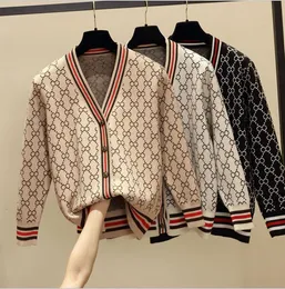 2021 Europejska i Amerykańska Wiosna Jesienna Jesień Nowy Luźny Sweter Neck Sweter Diamond Diamond Cardigan Winter Coat z Woolen Ubrania dla kobiet