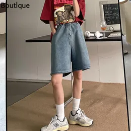 Short femme Vintage all-match Bf Style High Street Streetwear Harajuku femmes solide Denim pantalon genou longueur ample décontracté ado rétro