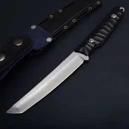 Fast shipping Fixed blade Tactical Straight knife D2 Satin Tanto Point Blade Full Tang Handle With ABS K sheath