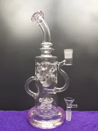 Glass bong beaded perc recycler oil rigs with bowl piece eggs bongs glass recycler with holes smoking pipes bubbler