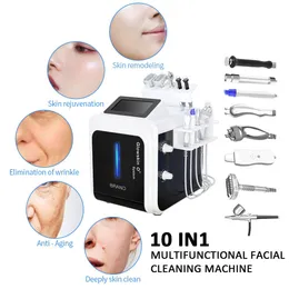 Approvato CE 10 in1 getto d'acqua idrofacciale Aqua facciale Microdermoabrasione macchine idra dermoabrasione Macchina di bellezza per la cura della pelle per uso in salone spa