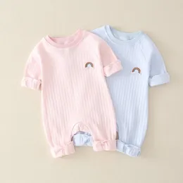 Neonato Bambino Neonato Ragazze Manica lunga Pagliaccetto Tuta Vestiti Abiti Caldo Colore puro Carino Bella Arcobaleno Abbigliamento 210309