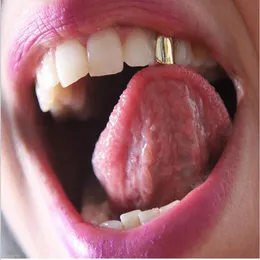 Europejska Popularna Moda Prawdziwe Złoto Posrebrzane Pojedyncze Zęby Grillz dla mężczyzn Kobiety Hip Hop Bling Zęby Grille Wysokiej Jakości