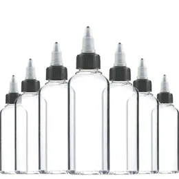 30 sztuk 30 ml 60 ml 100 ml 120ml Plastikowy Pusty atrament Fiolki Twist Top Black Cap Transparent Clear Bottle Tattooing Akcesoria 220110