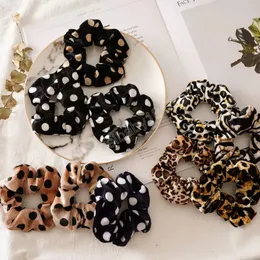 Leopardo Cabelo Scrunchies Mulheres Velvet Hairbands Dot Elastic Rope Titular Do Vintage Inverno Headwear Heads Acessórios 13 Designs