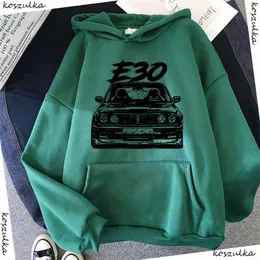 Jesień Zima E30 Car Bluzy Moda Męskie Stylowe Design Bluzy Z Kapturem Bluza Mężczyźni Zielony Hip Harajuku Hoodie 210813