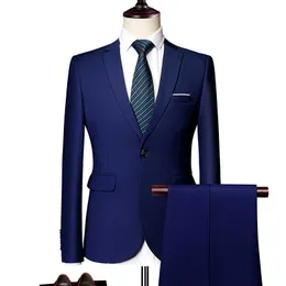 メンズスーツ2021コスツソリッドフォーマルワークビジネスTuxedo男性3ピースカジュアルTernoウェディングパーティ製Terno Suit Slim Fit Asian Sige x0909