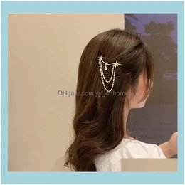 ヘアジュエリーヘアクリップバレットクラシバヤパールラインストーンと女性用ファッションジュエリーギフトドロップ配信2021 HKIWQのためのチェーンクリップ