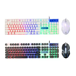 GTX300 USB-trådbundna 104 Keys upplysta tangentbordsmusen Set USB-tangentbord Mus Rainbow Suspended Backlit Game Keyboard Mouse