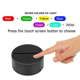 2 Stücke 7 Farben Touch Lampensockel Für 3D Nachtlicht Led-leuchten Basen Weiß/Schwarz Leds Lampen Halter Portalampada ohne USB kabel D3.5