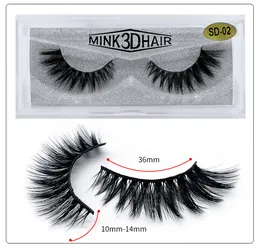 100% Mink Eyelashes 36 mm Wispy Fluffy Fake Lashes 3D Makeup Big Volume Crisscross Återanvändbara falska ögonfransar Extensions Beauty Fashion Tool Tool