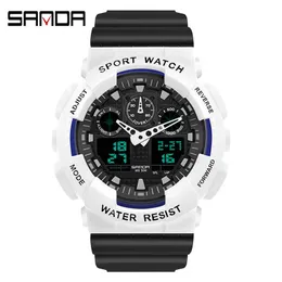 Sanda Women Sport Watch Men Military Watches S防水ショックLEDデジタルクォーツデュアルタイム腕時計オスRelogio Masculino G1022