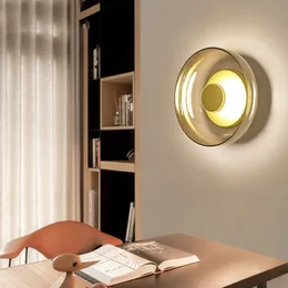 Modern LED Wall Lamp Glass Bowl Hanging Lamp Sconces Nordic Living Bedroom Bedside Kitchen inomhus Decoration Light Fixtures Badrumspegel strålkastare
