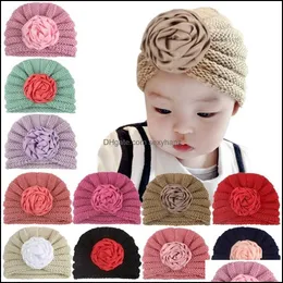 Beanie/Skl Caps Hüte Hüte, Schals Handschuhe Mode Accessoires Herbst und Winter warme Kinder Strickmütze schöne Prinzessin geborene Blumenmütze B