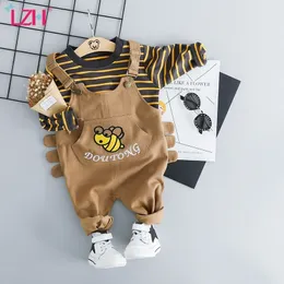 LZH Autunno Neonati maschi Vestiti a righe manica lunga 2 pezzi Abiti Set Neonate Abbigliamento tuta Tuta Costume per bambini 210317