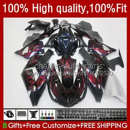 OEM-Einspritzung für KAWASAKI NINJA ZX 14R 14 R ZZR 1400 CC ZZR1400 2012 2013 2014 2015 2016 2017 Karosserie 5No.112 ZX-14R ZZR-1400 12-17 ZX14R 12 13 14 15 16 17 Verkleidung rote Flammen