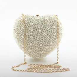 Mode herzförmige Perle Clutch Handtasche Bankett Atmosphäre Handwerkskunst handbestickte Tasche Prinzessin dreidimensionale Schulter diagonal Taschen