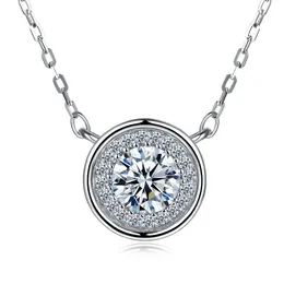 ZEMIOR Sterling Silver S925 Necklace For Women Minimalist Round Shiny Clear Cubic Zirconia Pendant Send Girlfriend Fine Jewelry Q0531