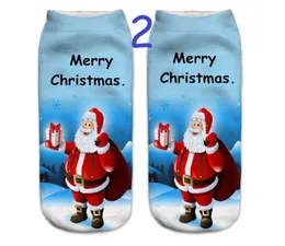 3D-utskrift Julstrumpor Tofflor Matchande skor Design Mäns Kvinnors Korttecknad Merry Santa Claus Snowman Deer Tree Series Expression Ankel Sock Slipper