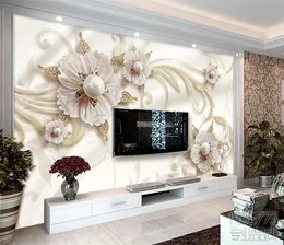 壁紙3DステレオPOカスタム壁紙壁画豪華な雰囲気ヨーロッパの宝石の花の背景ホームデコレーション