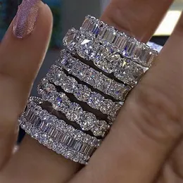 Prinsessan CZ Diamond Eternity Womens Iced Out Wedding Engagement Ring för Kvinnor Vintage Mode Smycken