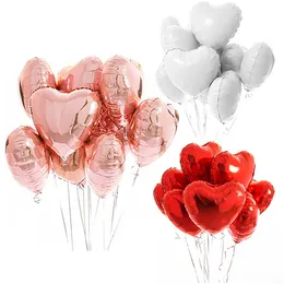10pcs Conjunto de 18 polegadas Multi Rose Gold Heart Foil Balloons Helium Balloon Birthday Party Decorations Kids Wedding Wedding Valentine's Day Ballons