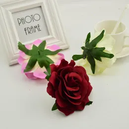 100st Silk Rose Heads 9cm konstgjorda blommor för hembröllop bil dekoration diy barn kransar falska handarbete brud jllxel