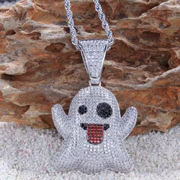 Iced out spöke av grimas halsband hängsmycke med 4 mm tennis kedja guld färg bling cubic zircon män hip hop smycken för gåva x0509