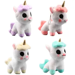 4 st / parti Unicorn Plush Pendant Keychain Mini Lovely Hästar med runda ögon Kawaii Fyllda dockor 12 cm