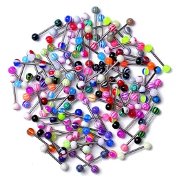 Other 30Pcs/lot Stainless Steel Tongue Piercing Ring Mix Barbell Lot Ear Nipple Fashion Pircing