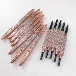 Wholesale Double Ended Eye Brow Pencil with Brush False Eyelashes Waterproof Mineral Long Lasting Automatic Eyebrow