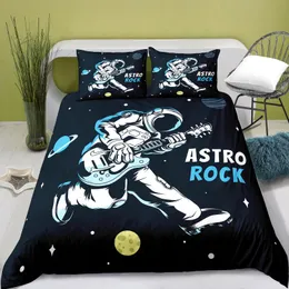 Sängkläder uppsättning för tjejer pojkar gitarr tryckt duvet täcker musikaliska mönster täcker coverpillowcases hem juego de cama