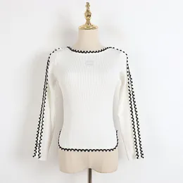 111 2022 взлетно-посадочная полоса осень бренда же стиль свитер с длинным рукавом kint экипаж шеи пуловер черный белый мода одежда высокое качество женские дл