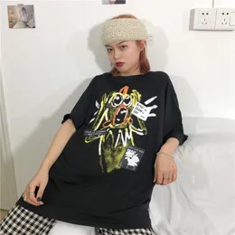 Harajuku groda personlighet graffiti t shirt kvinnor sommar t-shirt par nya lös casual kortärmad t-shirt överdimensionerad o nacke te