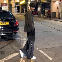 Męskie spodnie Hip Hip Lato Harajuku Koreańska kostka-Długość Modzie Moda Przystojne Luźne Proste Spodnie Goth Casual Streetwear G0104