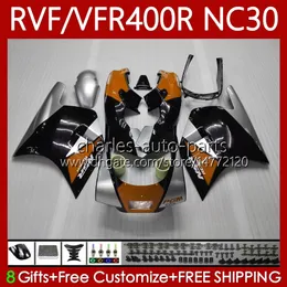 Fairings Kit For HONDA VFR400 R RVF400R NC30 V4 1989 1990 1991 1992 1993 79No.102 RVF VFR 400 RVF400 R 400RR VFR Black orange 400R VFR400RR 89-93 VFR400R 89 90 91 92 93 Body