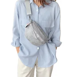 Fashion Bling Diamond Midjeväskor för kvinnor Fanny Packs Belt Bag Splice Crossbody för bröstväskor 210317