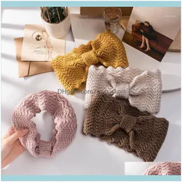 Aessories Tools ProduktWinter Warm Women Headband Bowknot Wide Girls Hair Band Headwrap Elastisk Strikkad Kvinna Hårband Aessories1 Släpp D