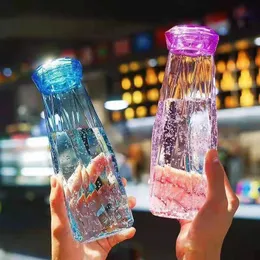 Przezroczysta szklana butelka wody kreatywność Kubek Travel Sport plastikowe butelki Camping piesze wycieczki Czajnik Drink Diament Prezent FHL417-Wy1597