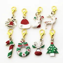 Mix 50pcs/lot Christmas lobster clasp dangle DIY jewelry accessories bracelet/pendant hanging charms