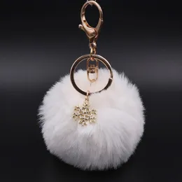 10Pieces/Lot Fur Pom Pom Snow Furry Ball Keychain Faux Fur Keychain Porte Clef Pom-pom De Fourrure Fluffy Bag Charms Rabbit Keychain Keyrin