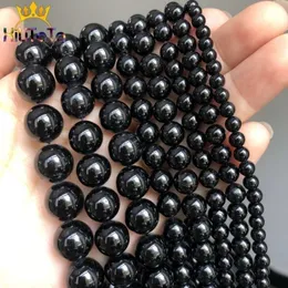 Natural Genuine Black Tourmaline Round Gem Loxe Stone Beads Jewelry DIY Bracelet 목걸이 15 '4 / 6 / 8 / 10 / 12mm