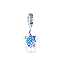 Murano Glass Sea Turtle Dangle Charm dla Bransoletki Kobiety 925 Sterling Silver Charm Koraliki do biżuterii Dokonywanie Walentynki Q0531