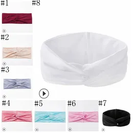 Damskie Turban Opaski Plain Twist Stretch Hairband Sport Yoga Headwrap Head Head Band Akcesoria do włosów 20 Wzory opcjonalne