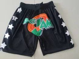 Team Shorts Vintage Basketball Zipper Pockets Running Clothes Space Jam Black Just Done Size S-XXL